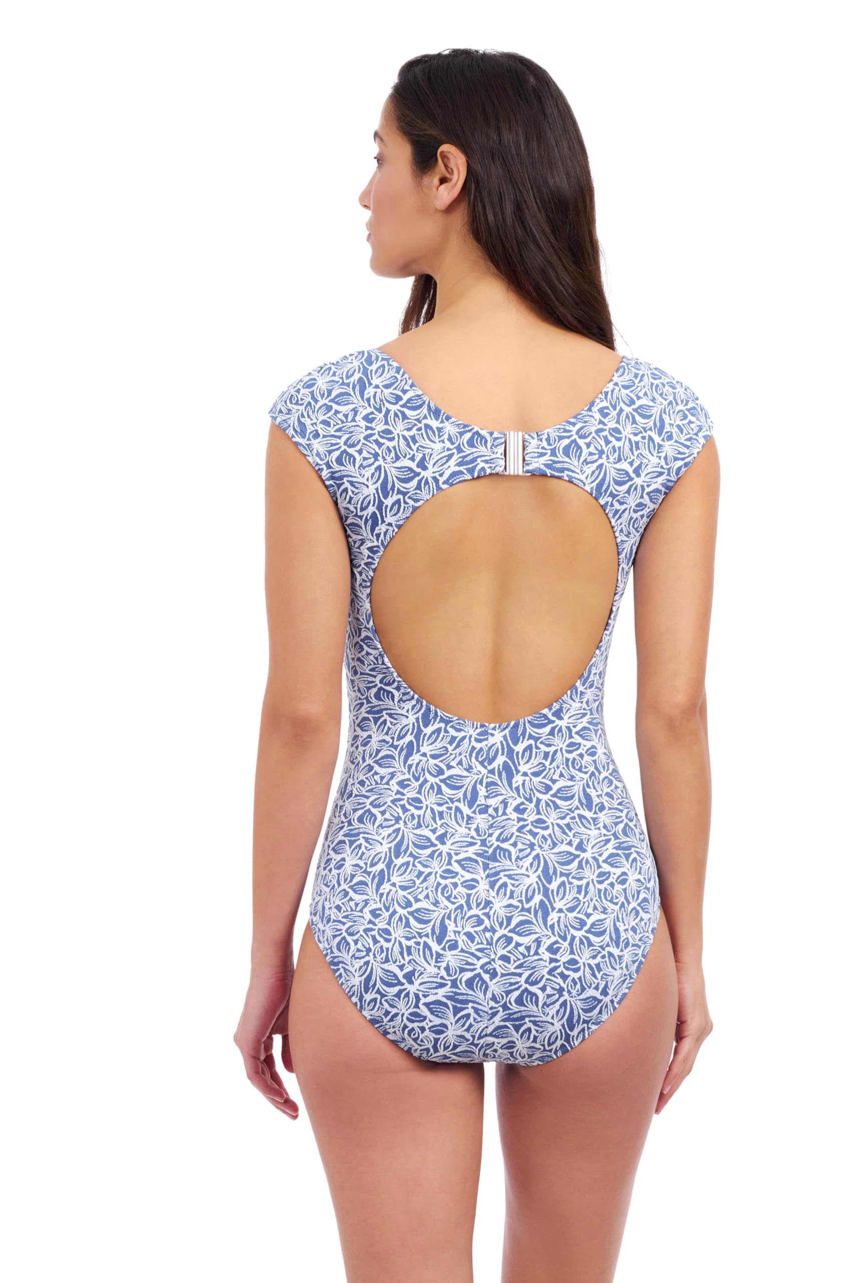 Profile by Gottex Plumeria Textured Leafy Print Stylish & Versatile Women’s Cap Sleeve One Piece Bathing Suit Swim Essential - Image 3